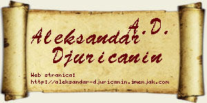 Aleksandar Đuričanin vizit kartica